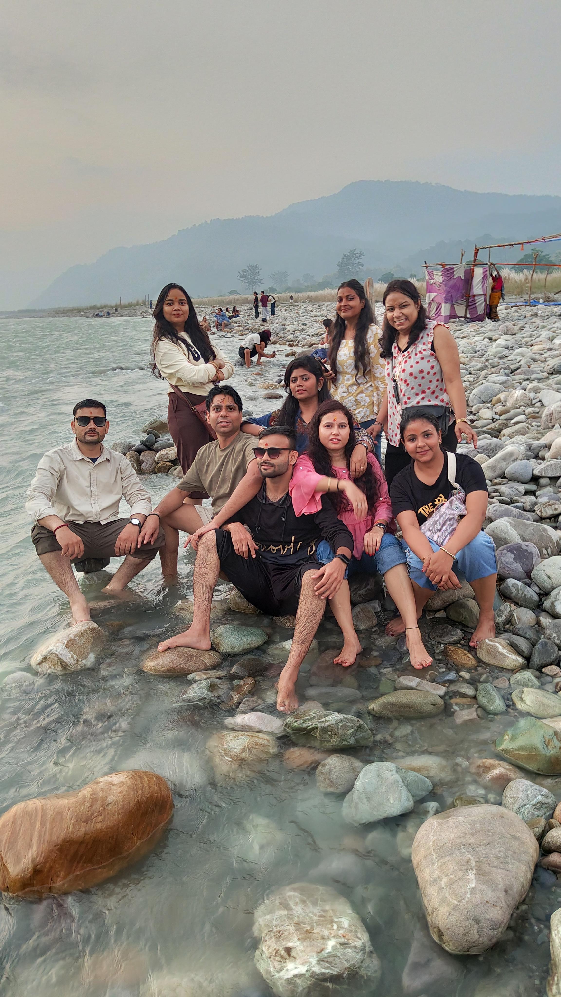 Team outing by the riverside