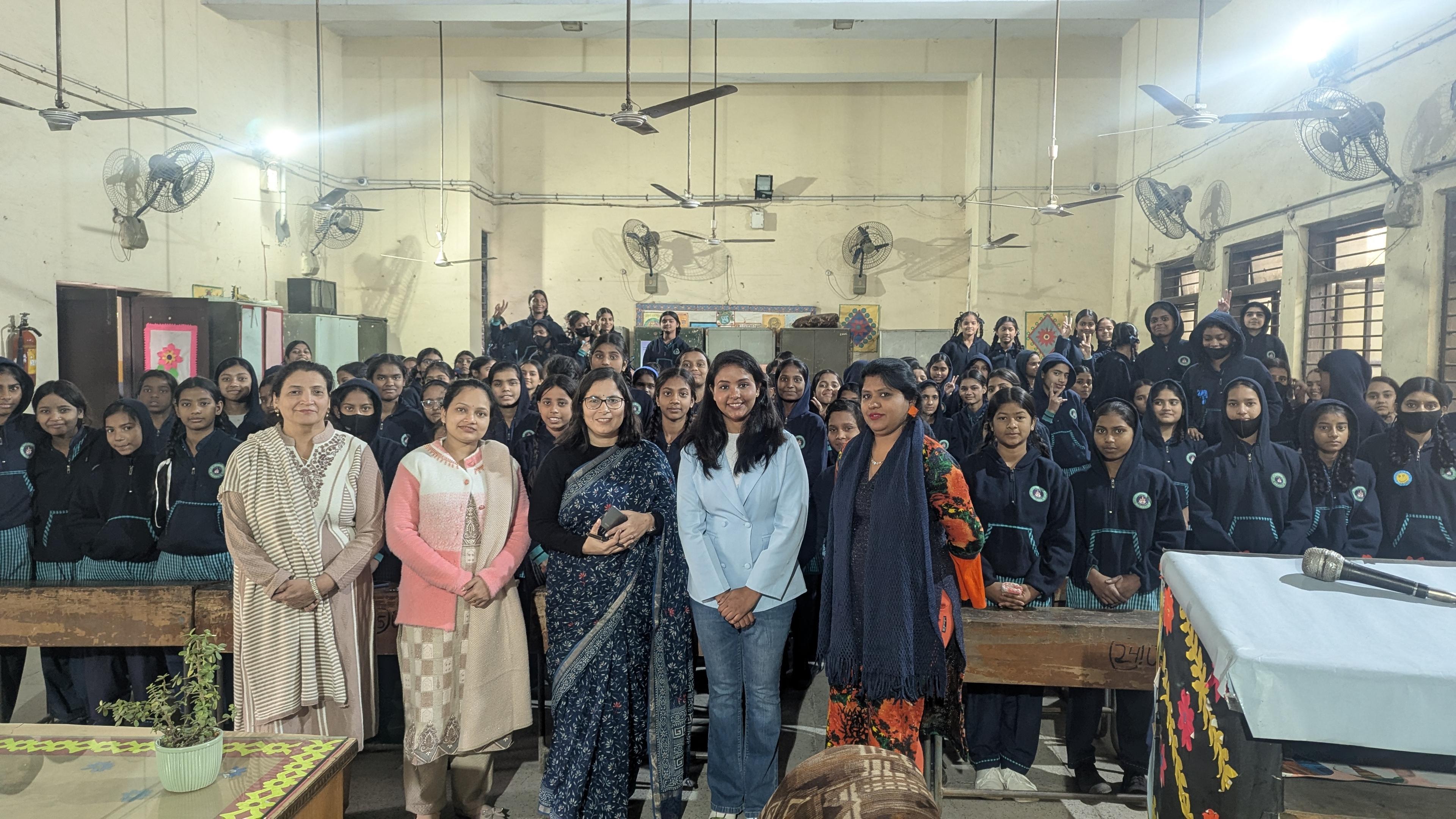 Session with students and teachers at a school